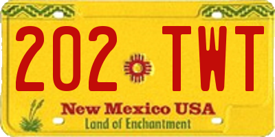 NM license plate 202TWT