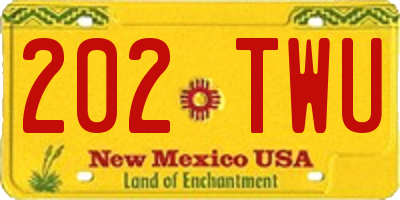 NM license plate 202TWU