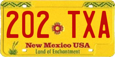 NM license plate 202TXA
