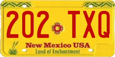 NM license plate 202TXQ