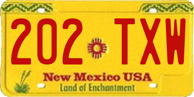 NM license plate 202TXW