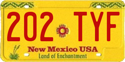 NM license plate 202TYF
