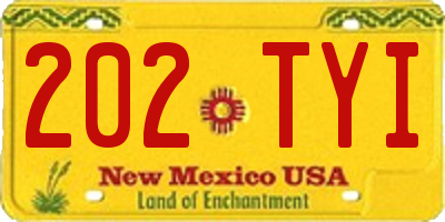 NM license plate 202TYI