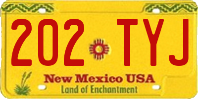 NM license plate 202TYJ