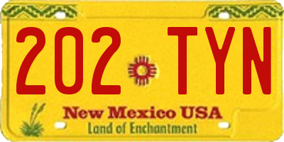 NM license plate 202TYN
