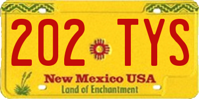 NM license plate 202TYS