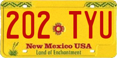 NM license plate 202TYU