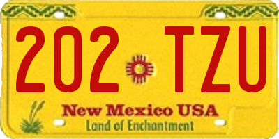 NM license plate 202TZU