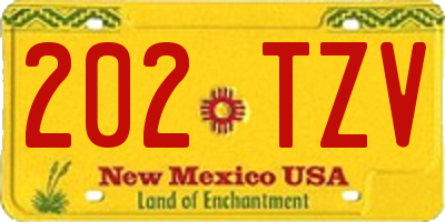 NM license plate 202TZV