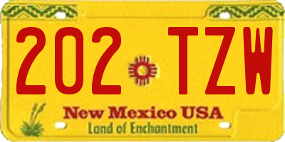 NM license plate 202TZW