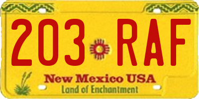 NM license plate 203RAF