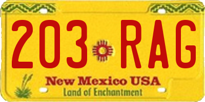 NM license plate 203RAG
