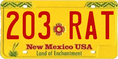 NM license plate 203RAT