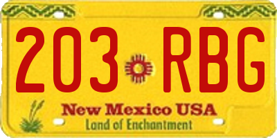 NM license plate 203RBG