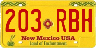 NM license plate 203RBH