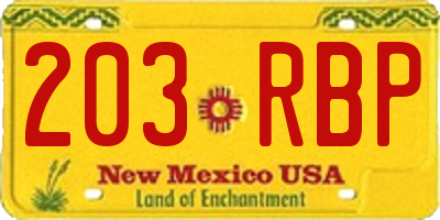 NM license plate 203RBP
