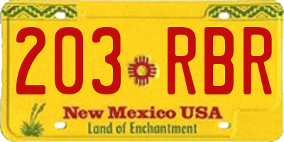 NM license plate 203RBR