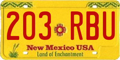 NM license plate 203RBU