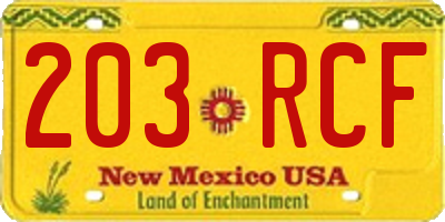 NM license plate 203RCF