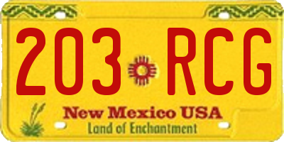 NM license plate 203RCG