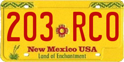 NM license plate 203RCO