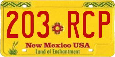 NM license plate 203RCP
