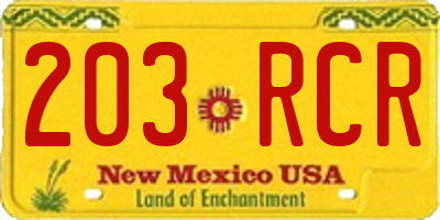 NM license plate 203RCR