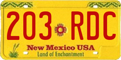 NM license plate 203RDC