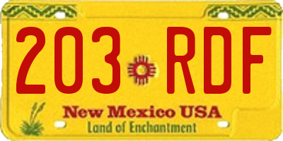 NM license plate 203RDF