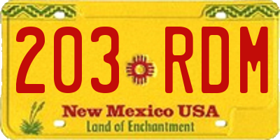 NM license plate 203RDM