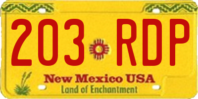 NM license plate 203RDP