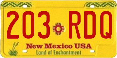 NM license plate 203RDQ