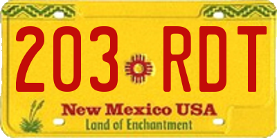 NM license plate 203RDT