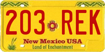 NM license plate 203REK