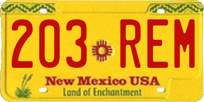 NM license plate 203REM