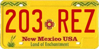 NM license plate 203REZ