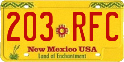 NM license plate 203RFC