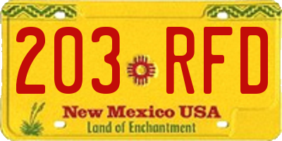 NM license plate 203RFD