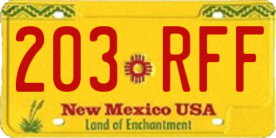 NM license plate 203RFF