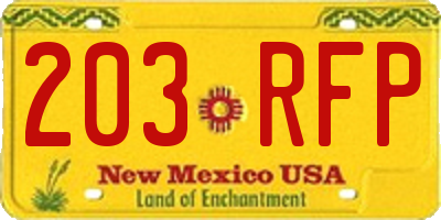 NM license plate 203RFP