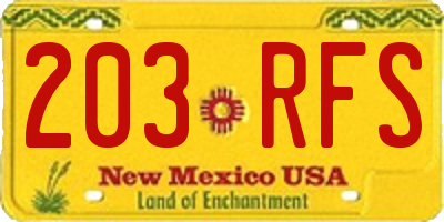 NM license plate 203RFS