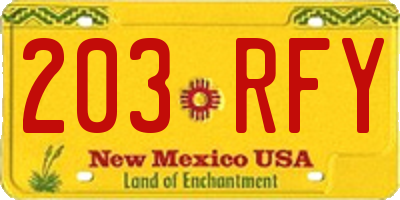 NM license plate 203RFY