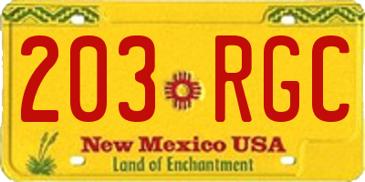 NM license plate 203RGC