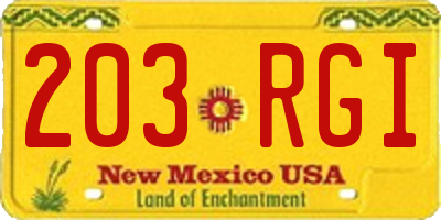 NM license plate 203RGI