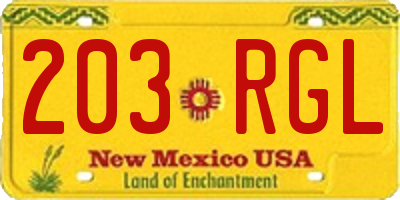 NM license plate 203RGL