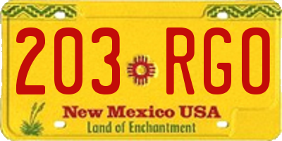 NM license plate 203RGO