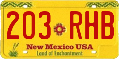 NM license plate 203RHB