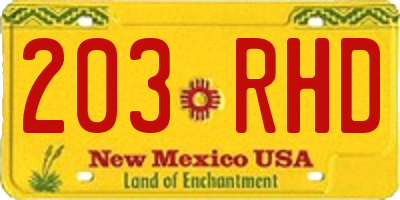 NM license plate 203RHD
