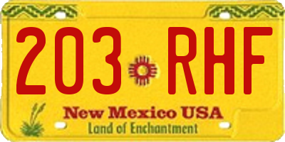 NM license plate 203RHF