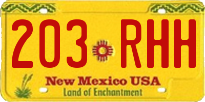 NM license plate 203RHH